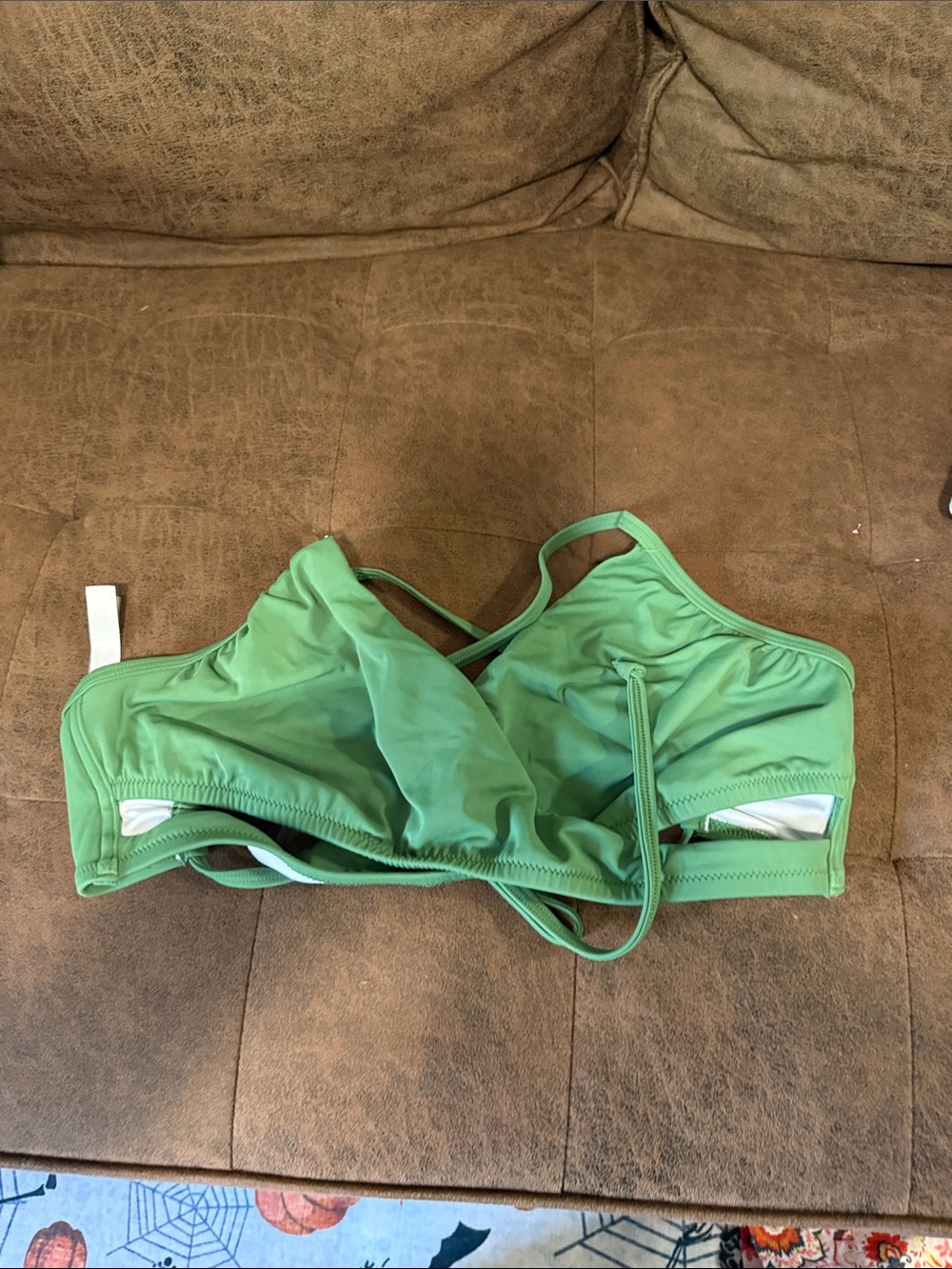PINK Victoria's Secret Light Green Crossback Bikini Top